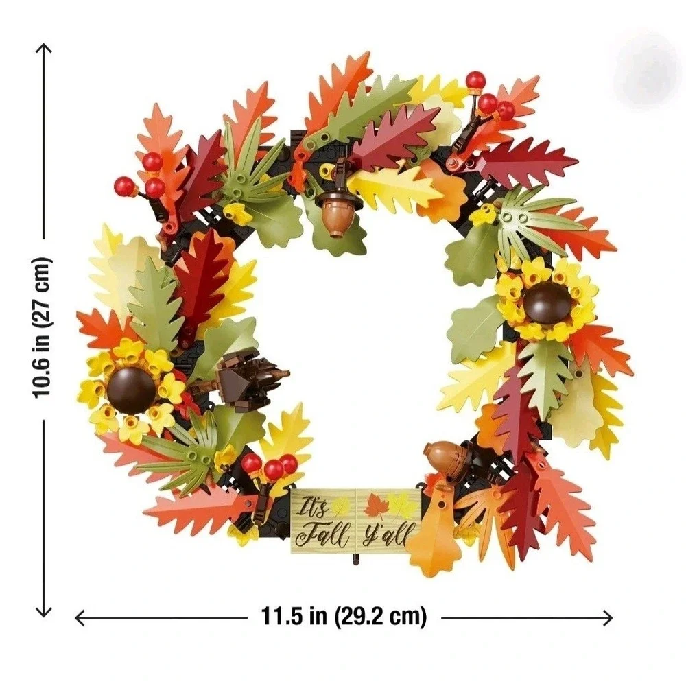 Fall Wreath Building Kit 2-in-1 Autumn Decor Acorns Sunflowers 382 Pieces New‎